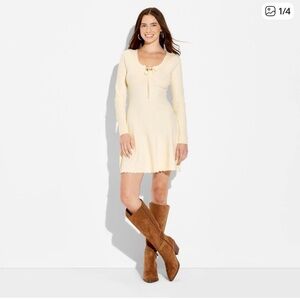 Women's Long Sleeve Keyhole Mini Sweater Dress by Wild Fable